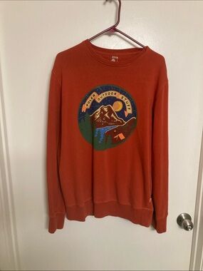 Poler Rust Orange Mountain Graphic Crewneck Sweatshirt